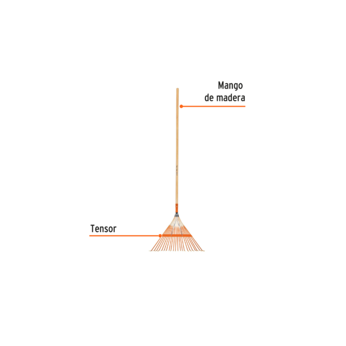 Escoba metálica para jardín,recta, 22 dientes, mango 48" - Imagen 2