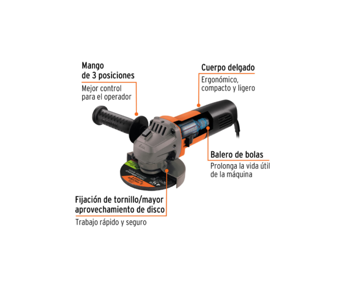 Esmeriladora angular 4-1/2", profesional, 800 W - Imagen 2