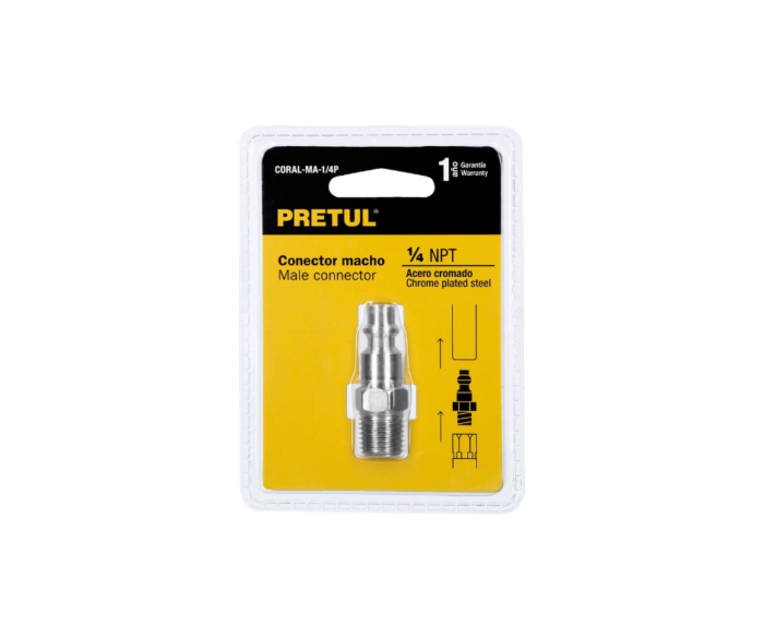 Conector rápido tipo M cuerda 1/4 NPT, macho Pretul 27023 - Imagen 2