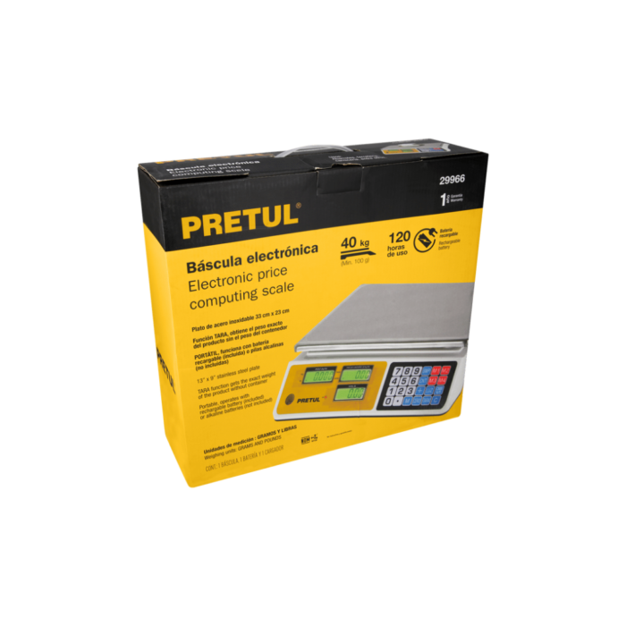 Báscula capacidad 40 kg electrónica multifunciones, Pretul