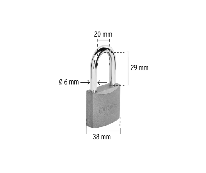 Candado de hierro 38 mm gancho largo en caja - Imagen 4
