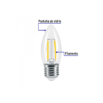 Lámpara LED tipo vela 3 W con filamento luz cálida, blíster