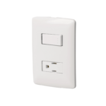 Placa armada contacto e interruptor, blanco.