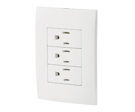 Placa armada de 3 contacto aterrizados, Volteck