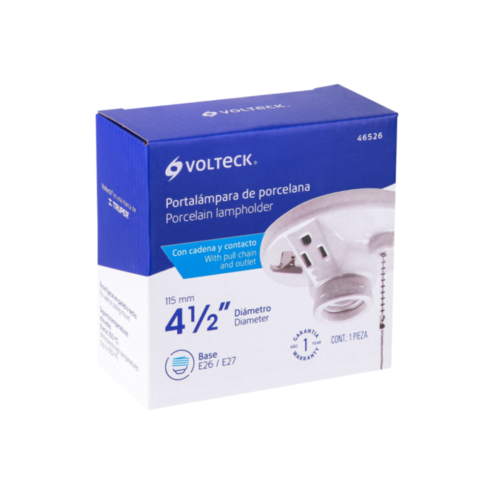 Portalámpara de porcelana, con ladrón y cadena - Imagen 2