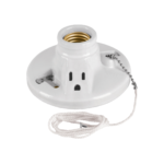 Portalámpara de porcelana, con ladrón y cadena, Volteck