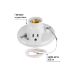 Portalámpara de porcelana, con ladrón y cadena, Volteck