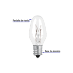focos incandescentes transparentes base E12 7.5W