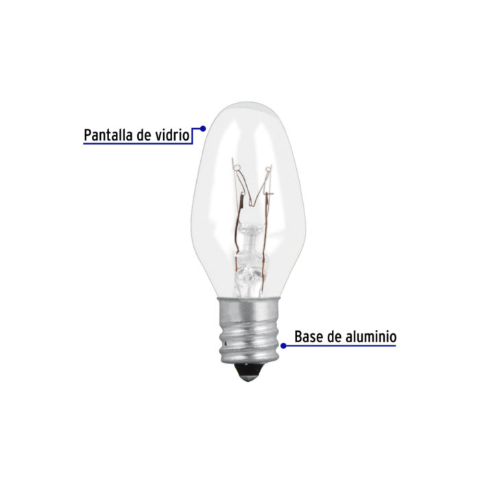 focos incandescentes transparentes base E12 7.5W