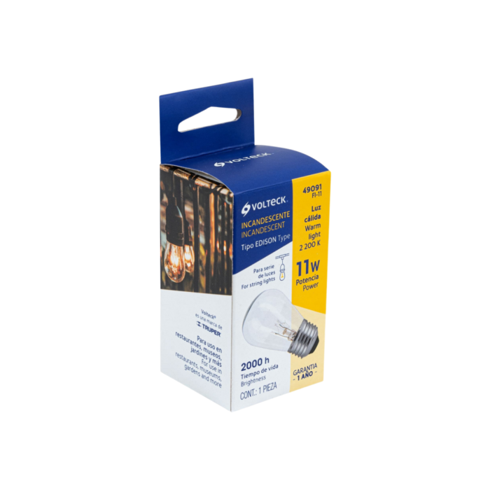 Lámpara incandescente S14 11 W luz cálida, Volteck