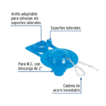 Sapo 2" para WC, PVC azul, cadena plástica, FOSET BASIC - Imagen 2