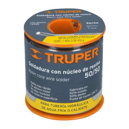 Soldadura 50/50 con núcleo de resina para tubería hidráulica Truper de 450 g