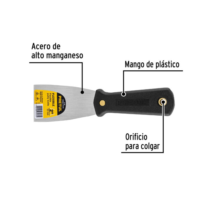 Espátula flexible 2" con mango de plástico, PRETUL