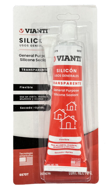 Cartucho de silicón multiusos VIANTI transparente 70 gramos