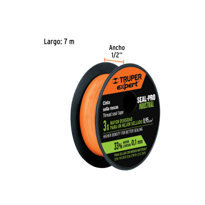 Cinta sella roscas 1/2" X 7 m de largo, industrial, Expert