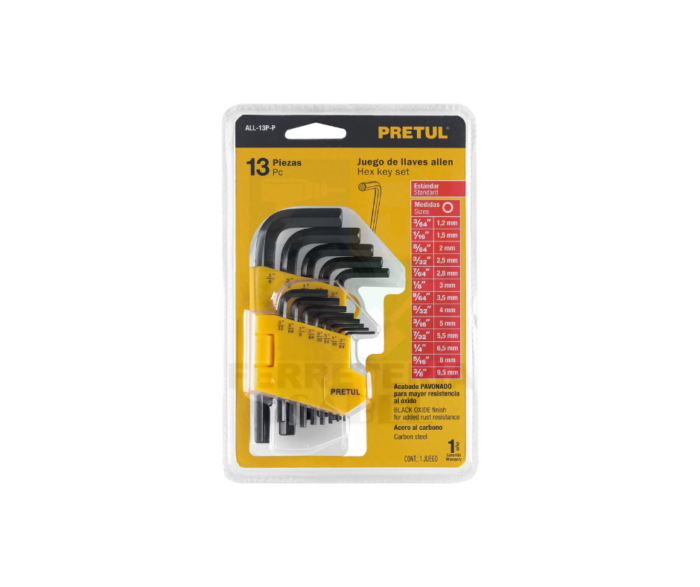 Juego de 13 llaves Allen standard con organizador, Pretul - Imagen 2