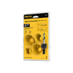 Juego de 4 brocasierras acero al carbono y 1 mandril, Pretul 23550