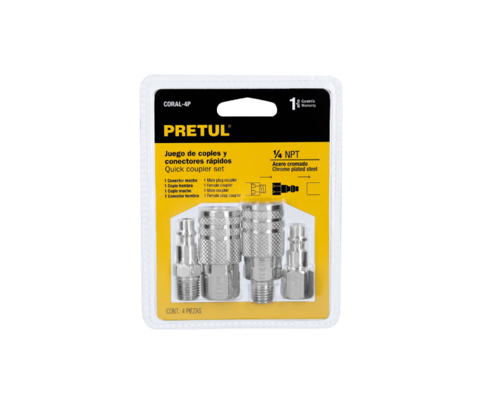Juego de 2 conectores y 2 coples para compresor, Pretul 27020 - Imagen 2