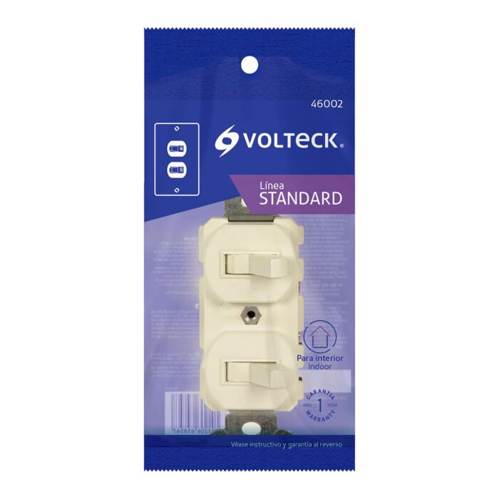 Interruptor dúplex de palanca, Standard, marfil Volteck 46002 - Imagen 2