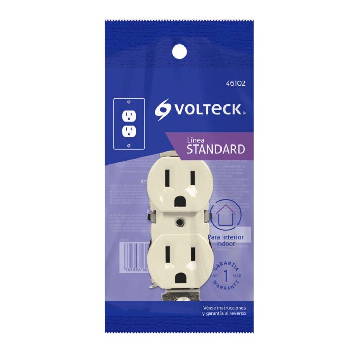 Contacto dúplex 2 polos 3 hilos, marfil Volteck 46102 - Imagen 2