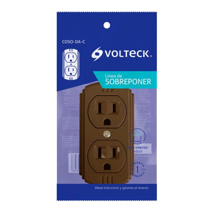 Contacto de sobreponer dúplex, 2 polos+ tierra, café Volteck 46115 - Imagen 2