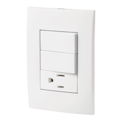 Placa doble con interruptor blanco Volteck