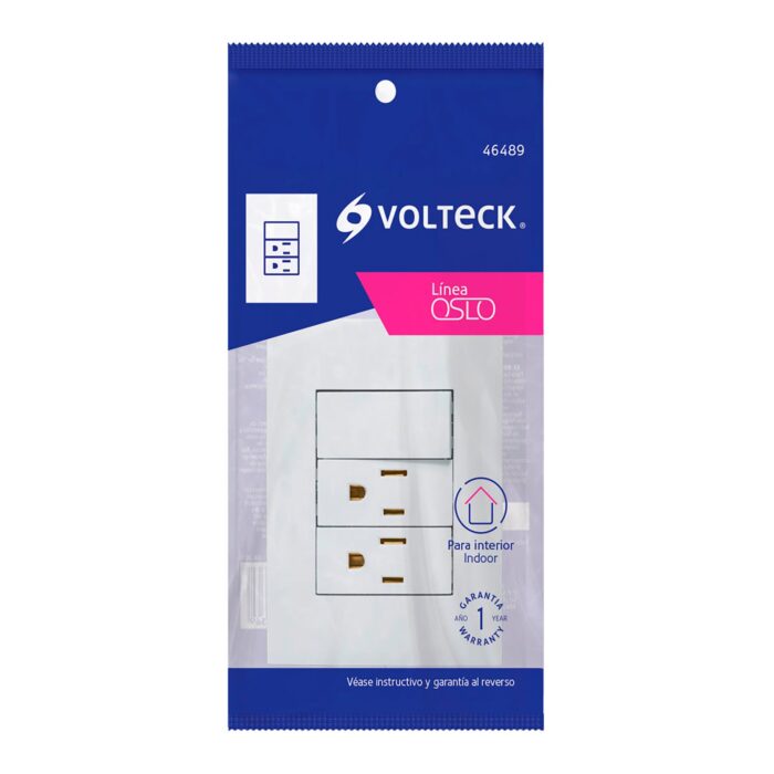 Placa armada 2 contactos e interruptor Volteck - Imagen 2