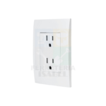 Contacto dúplex, 2 polos + tierra, línea Oslo, blanco