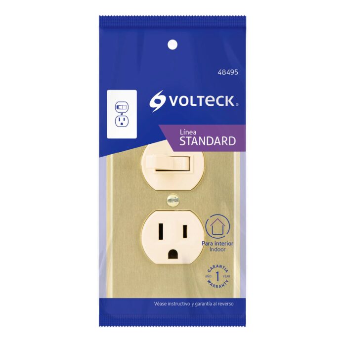 Placa armada interruptor y contacto, línea Standard Volteck 48495 - Imagen 2