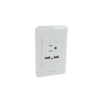 Placa con contacto USB y contacto sencillo aterrizado 36 mm Strom