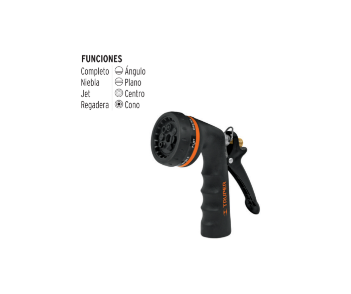 Pistola para riego de 8 funciones metálica con recubrimiento - Imagen 2