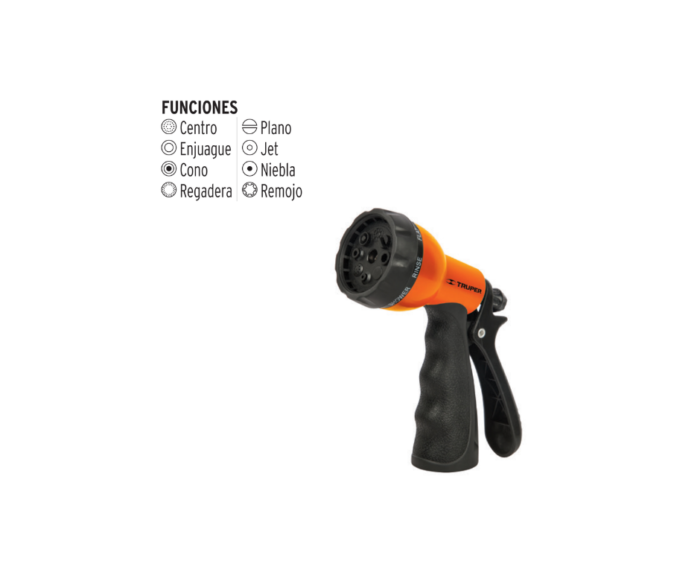 Pistola de riego 8 funciones plástica Truper - Imagen 4