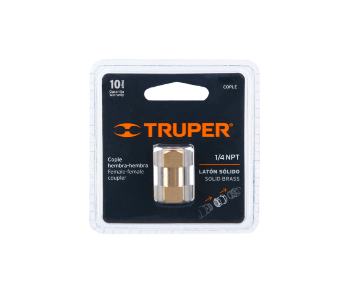 Cople de latón, tipo FF, cuerda 1/4 NPT, Truper 19025 - Imagen 2
