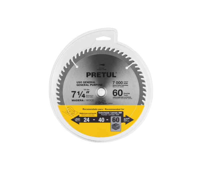 Disco sierra 7-1/4" p/madera, 60 dientes centro 5/8" - Imagen 2