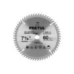 Disco para sierra de 7 1/4" con 60 dientes para madera, centro de 5/8", Pretul