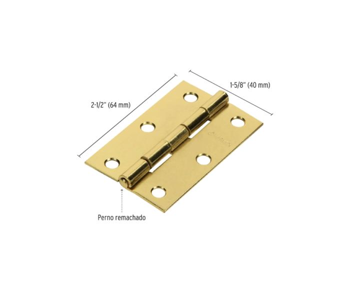 Bisagra rectangular 2½" acero latonado, Hermex - Imagen 2