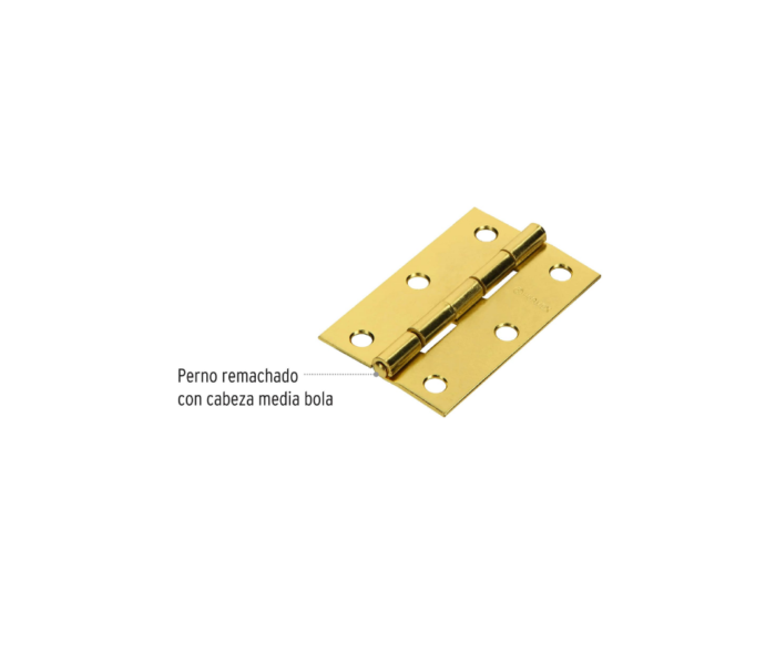 Bisagra rectangular 2½" acero latonado, Hermex - Imagen 3