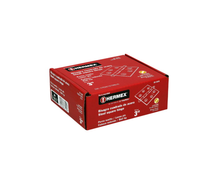 Bisagra cuadrada 3" acero latonado redonda, Hermex - Imagen 3