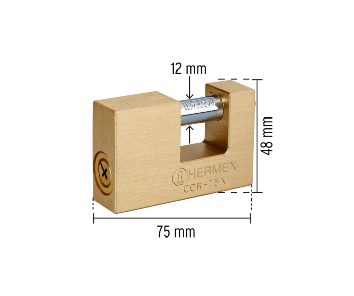 Candado antipalanca 75mm, llave tetra Hermex - Imagen 4