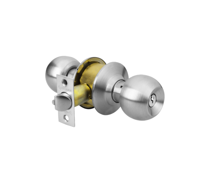 Cerradura esfera para entrada cromo mate. - Imagen 2