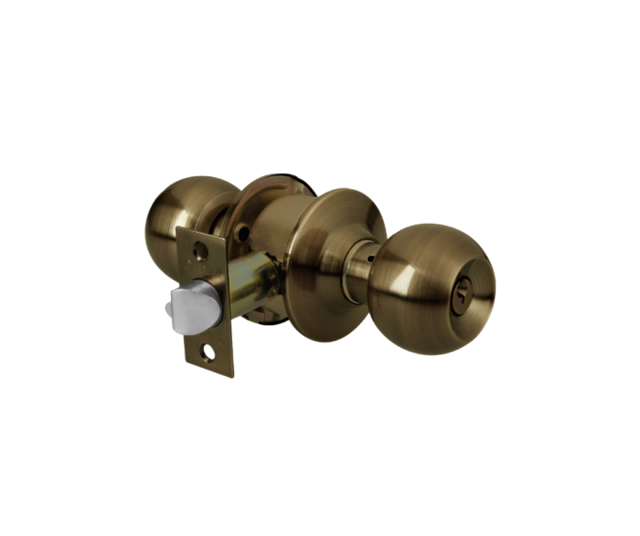 Cerradura esfera para entrada latón antiguo, Hermex - Imagen 2