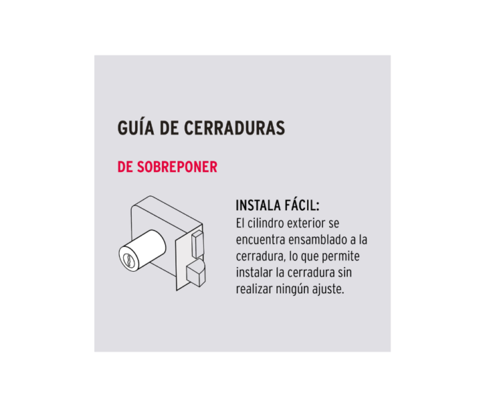 Cerradura sobreponer izq clásica, llave tradicional, caja Hermex - Imagen 3