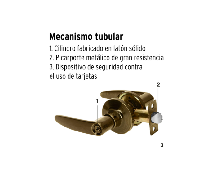 Cerradura manija recámara cilindro de latón - Imagen 3