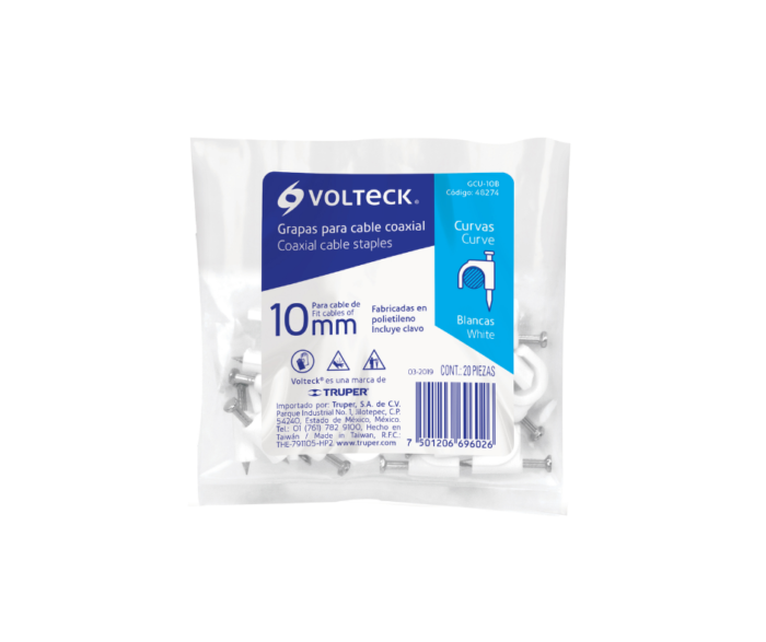 Grapa para cable redondo, 10 mm, blanca, bolsa con 20 piezas Volteck 48274 - Imagen 3