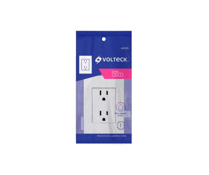 Contacto dúplex 2 polos + tierra línea Oslo, blanco Volteck 48309 - Imagen 2