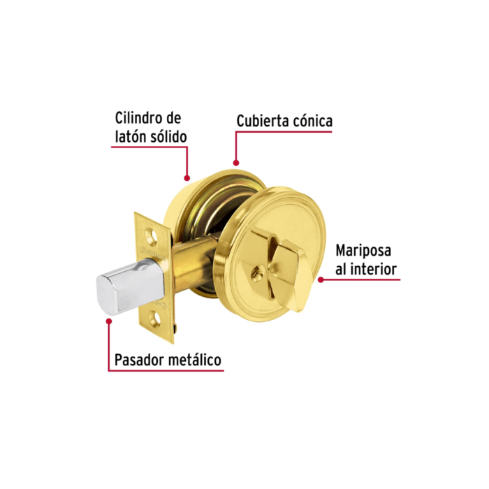 Cerrojo llave-mariposa latón brillante, llave de puntos