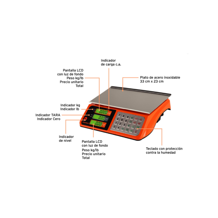 Báscula capacidad 40 kg electrónica multifunciones, Truper