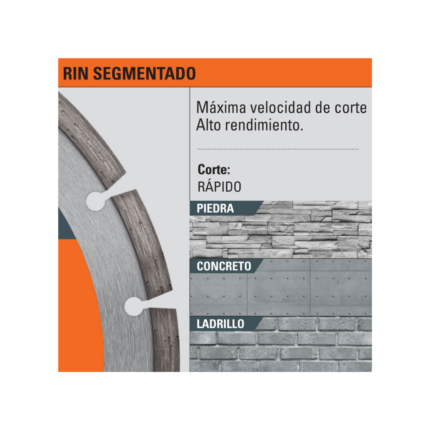 Disco de diamante de 4" x 2.1 mm rin segmentado, Truper