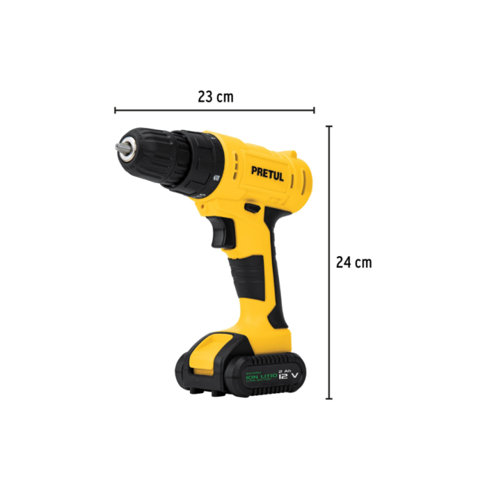 Kit taladro inalámbrico 3/8", 12 V, y accesorios con estuche