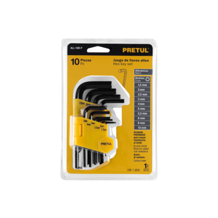 Juego 10 llaves allen mm punta hex con organizador, Pretul